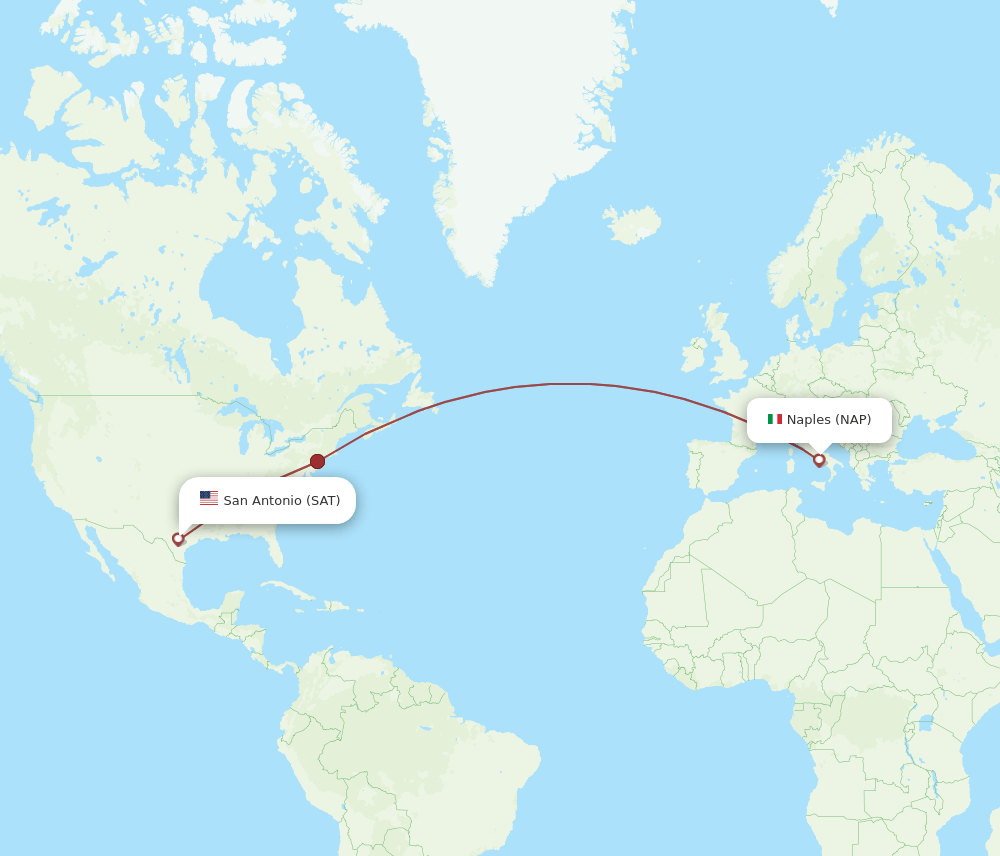 NAP to SAT flights and routes map