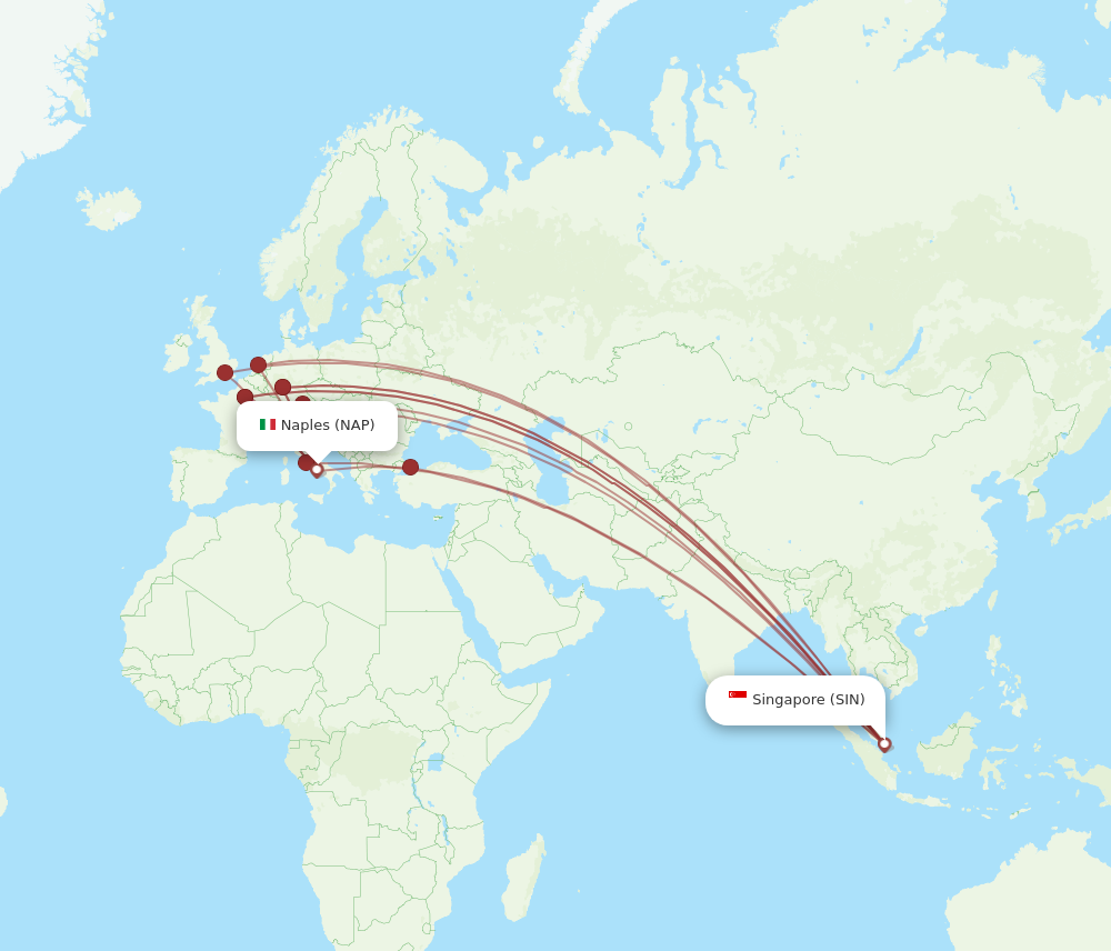 NAP to SIN flights and routes map