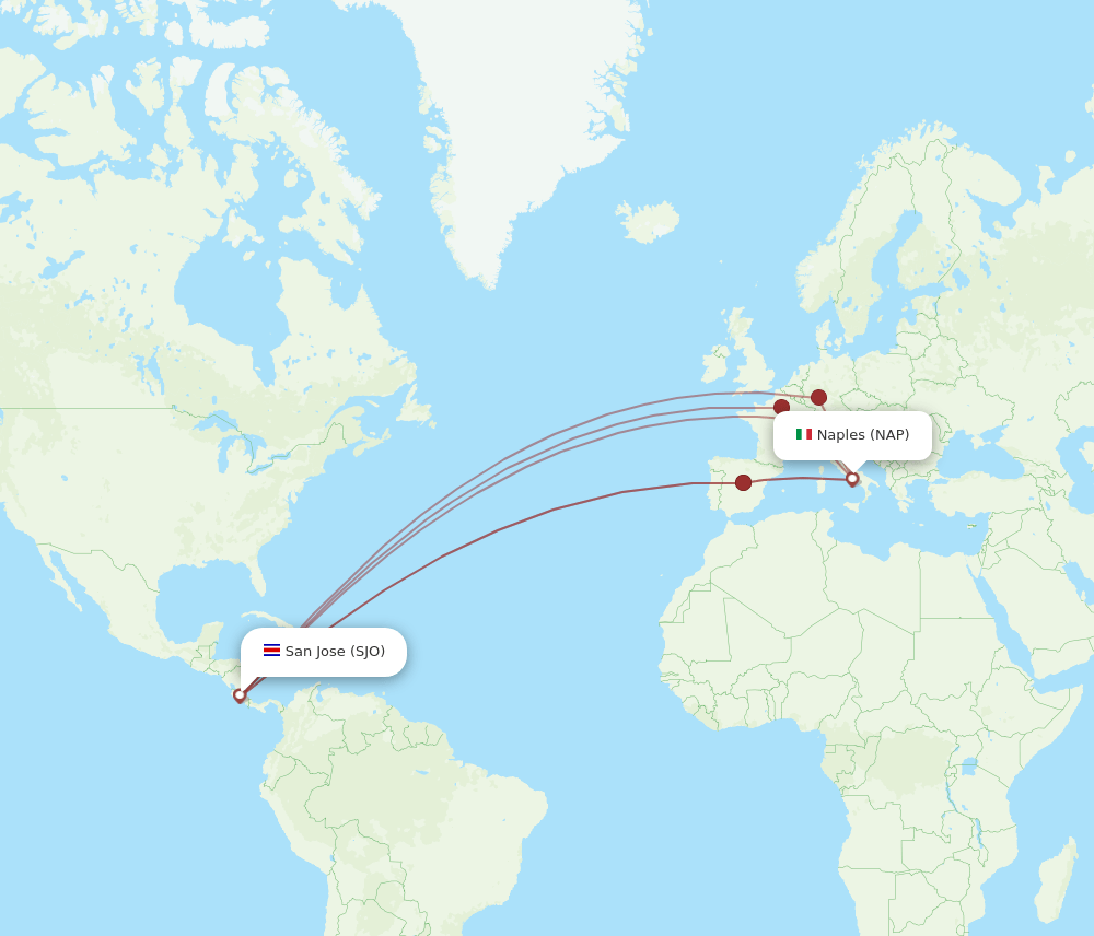 NAP-SJO flight routes