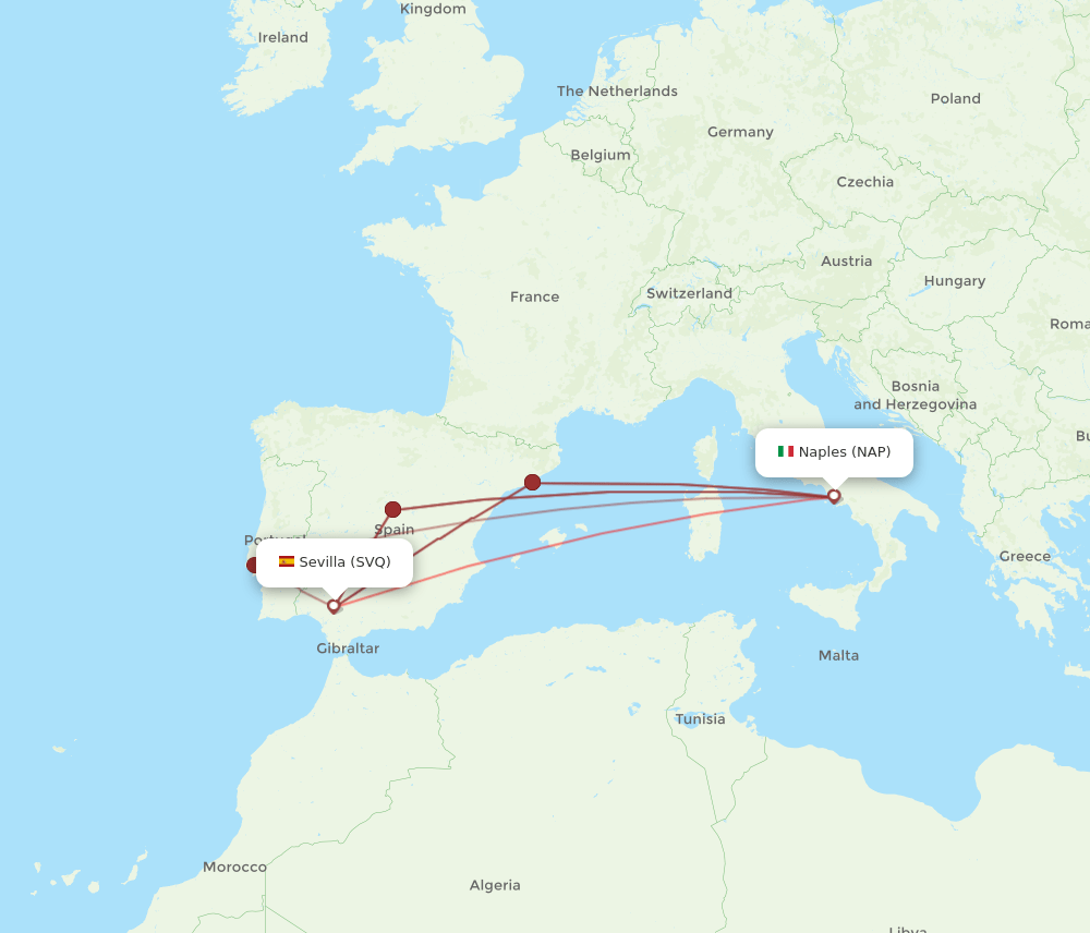 NAP-SVQ flight routes