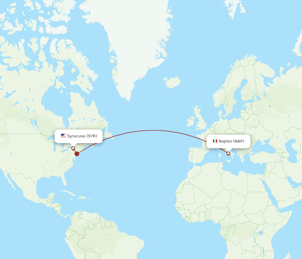 NAP to SYR flights and routes map