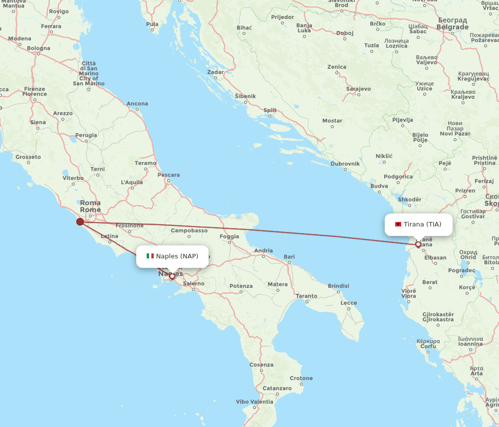 NAP to TIA flights and routes map