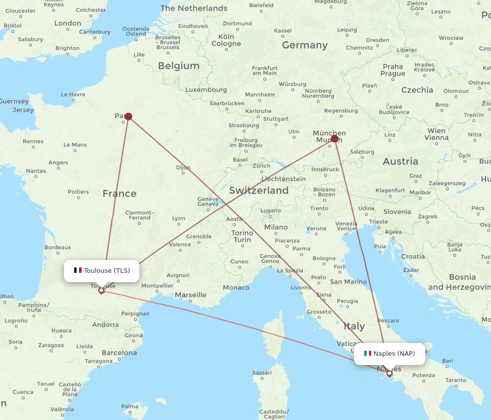 NAP to TLS flights and routes map