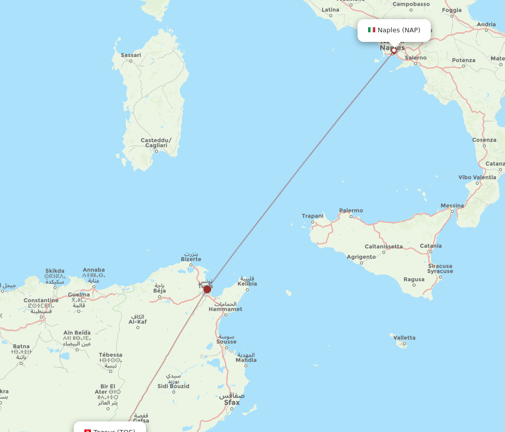 NAP to TOE flights and routes map