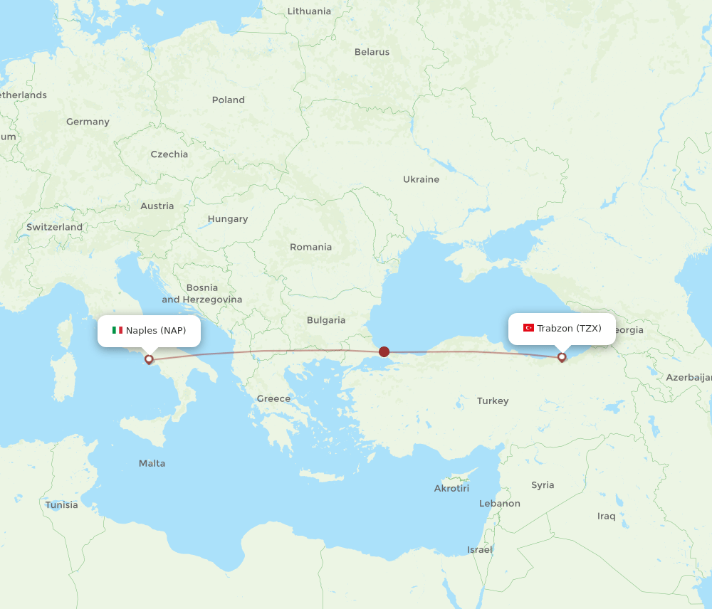 NAP-TZX flight routes