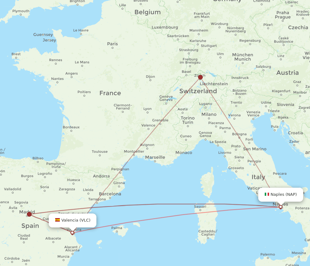 NAP-VLC flight routes