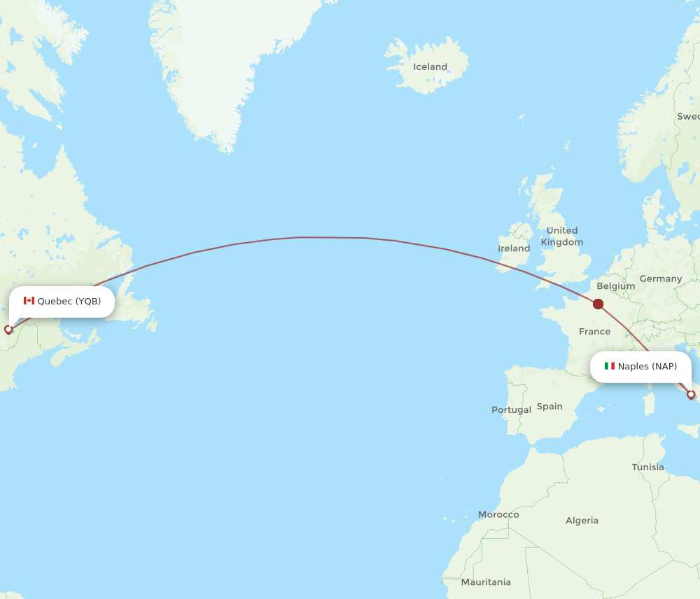 NAP-YQB flight routes
