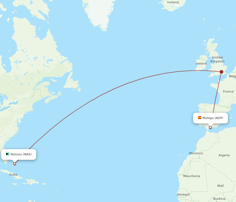 NAS-AGP flight routes
