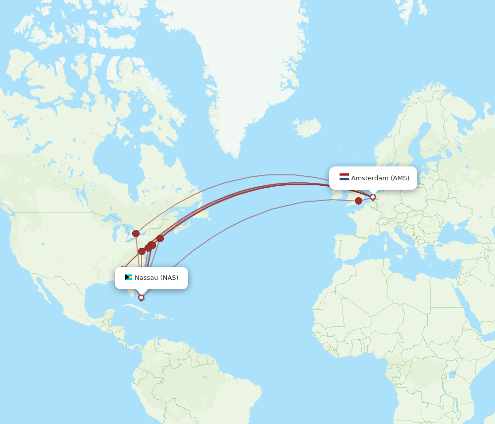 NAS to AMS flights and routes map