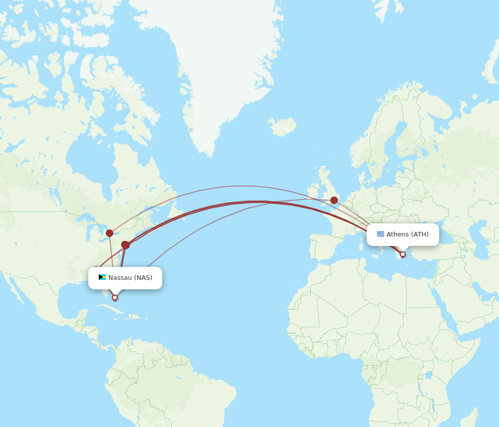 NAS-ATH flight routes