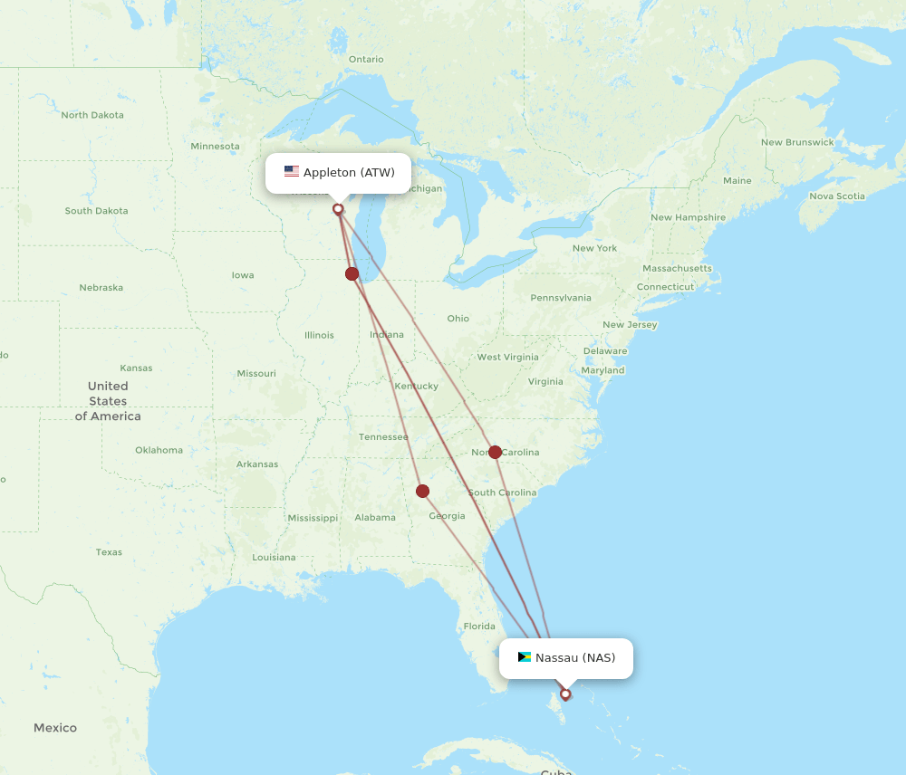 NAS-ATW flight routes