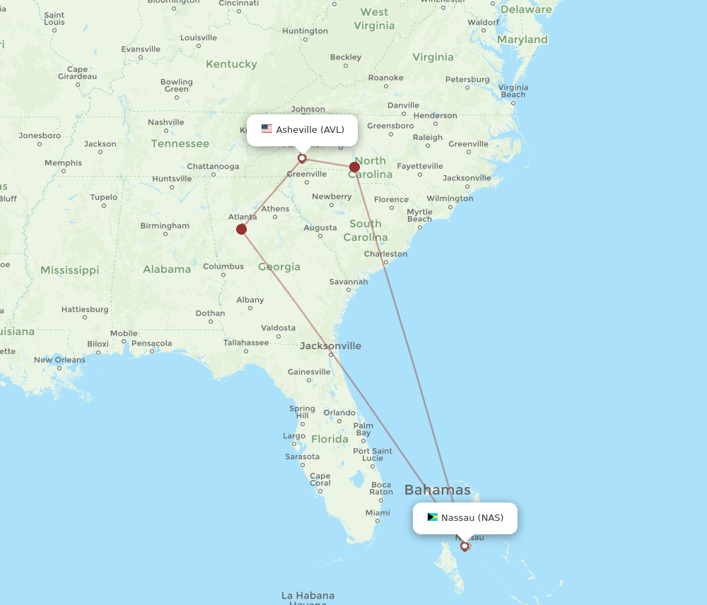 NAS-AVL flight routes