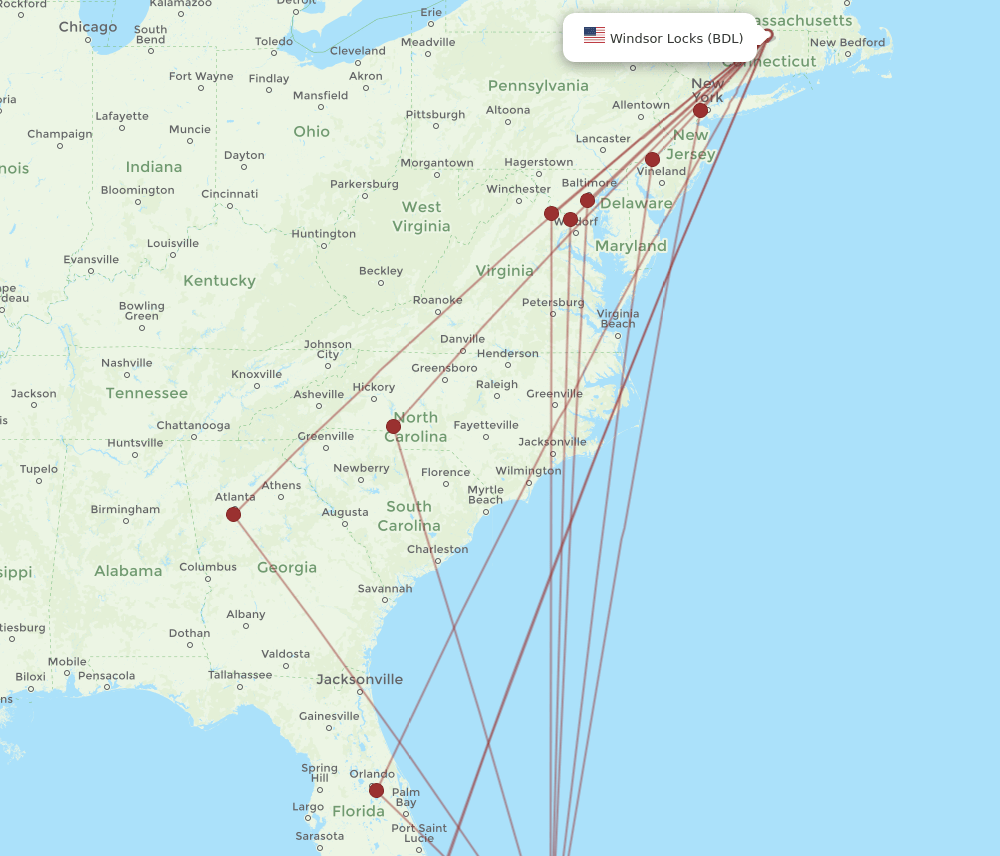 NAS-BDL flight routes
