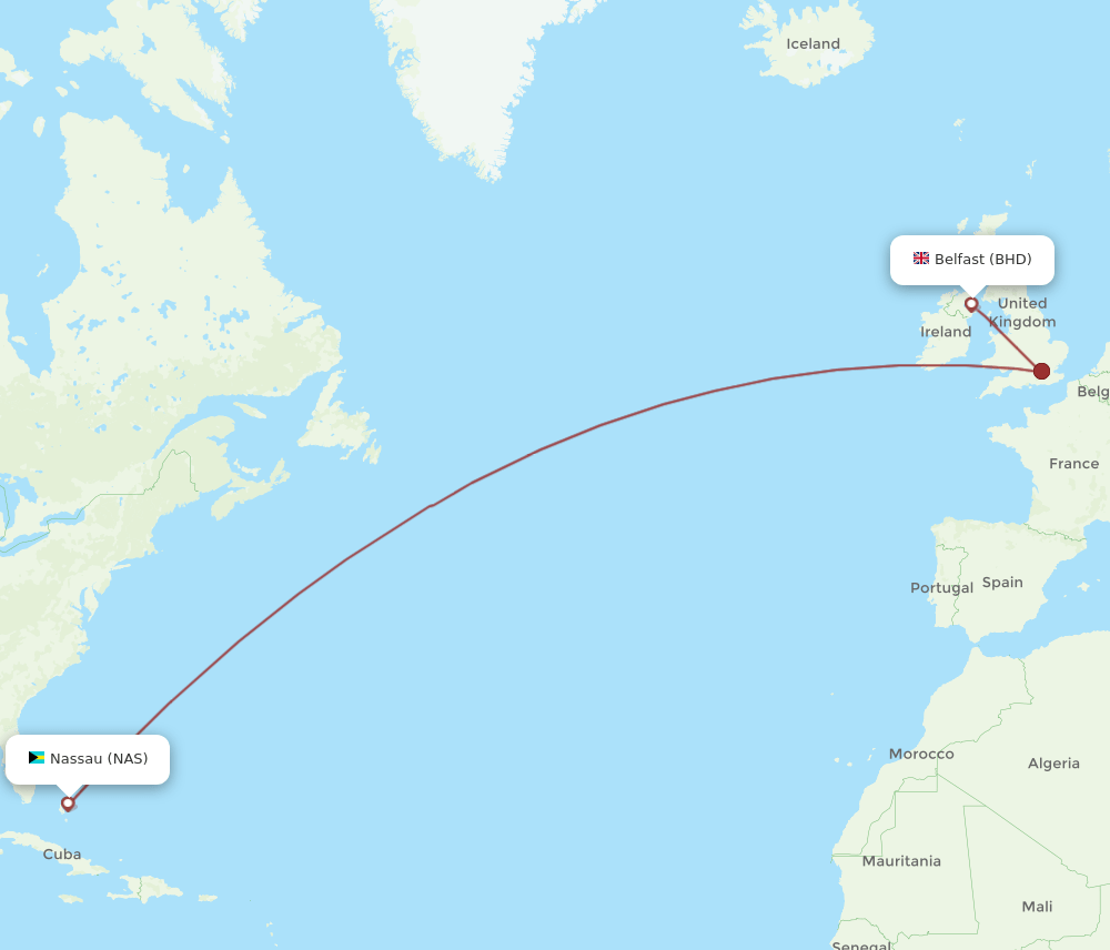 NAS-BHD flight routes