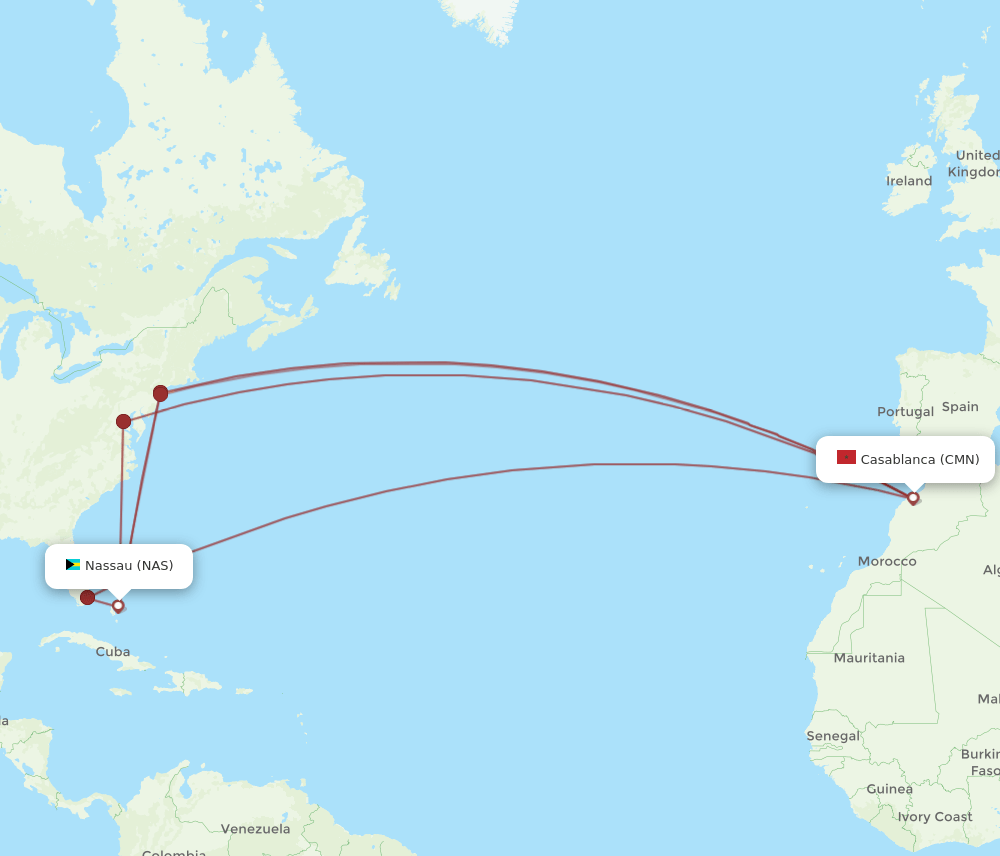 NAS-CMN flight routes