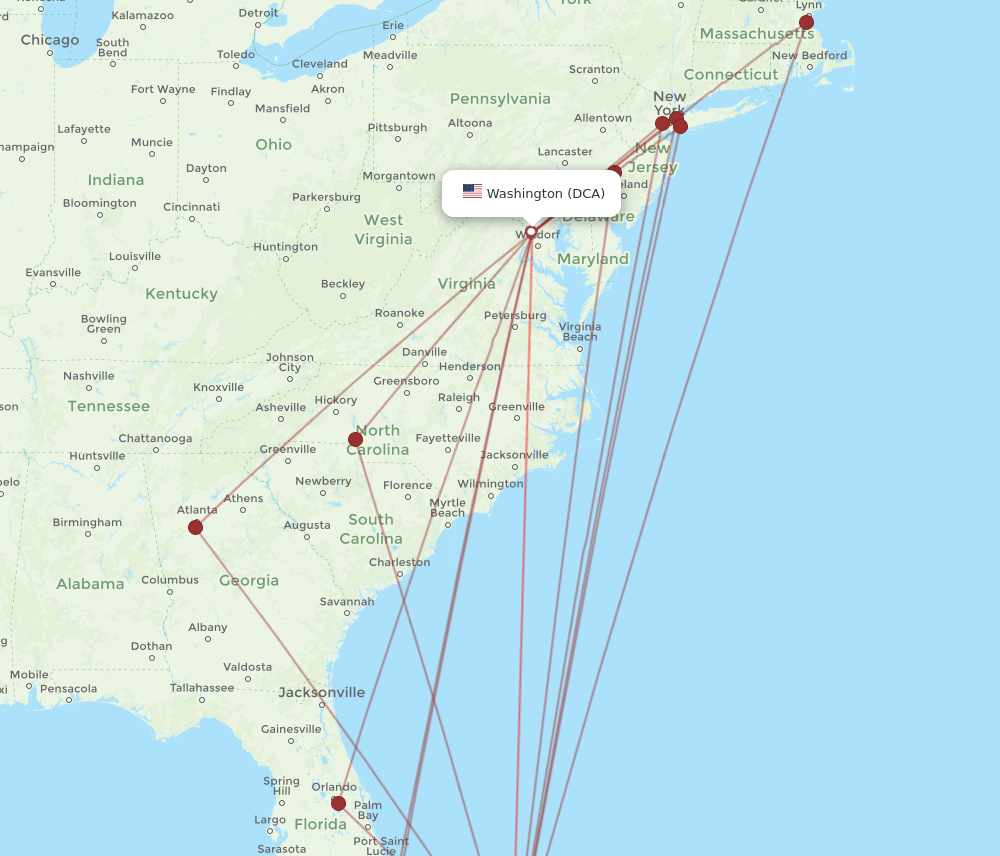 NAS-DCA flight routes