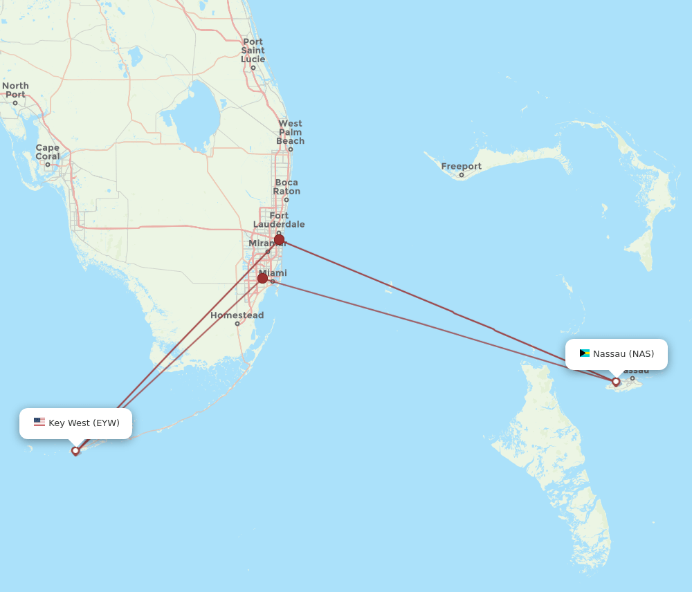 NAS-EYW flight routes