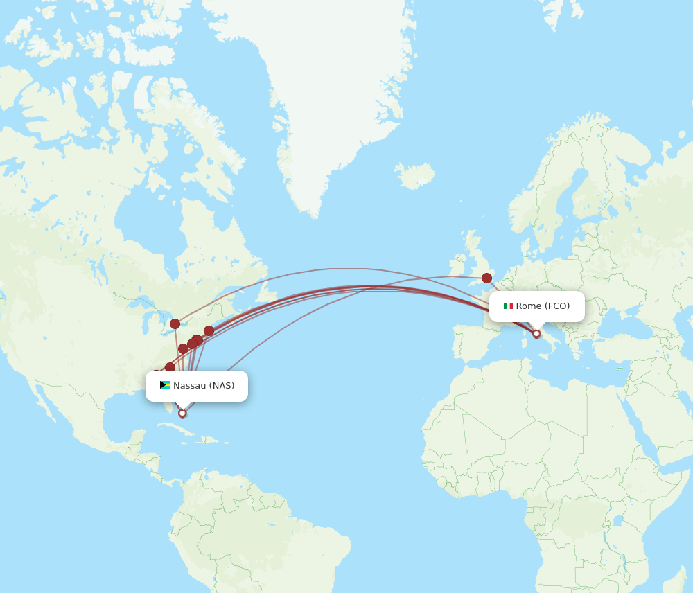 NAS-FCO flight routes