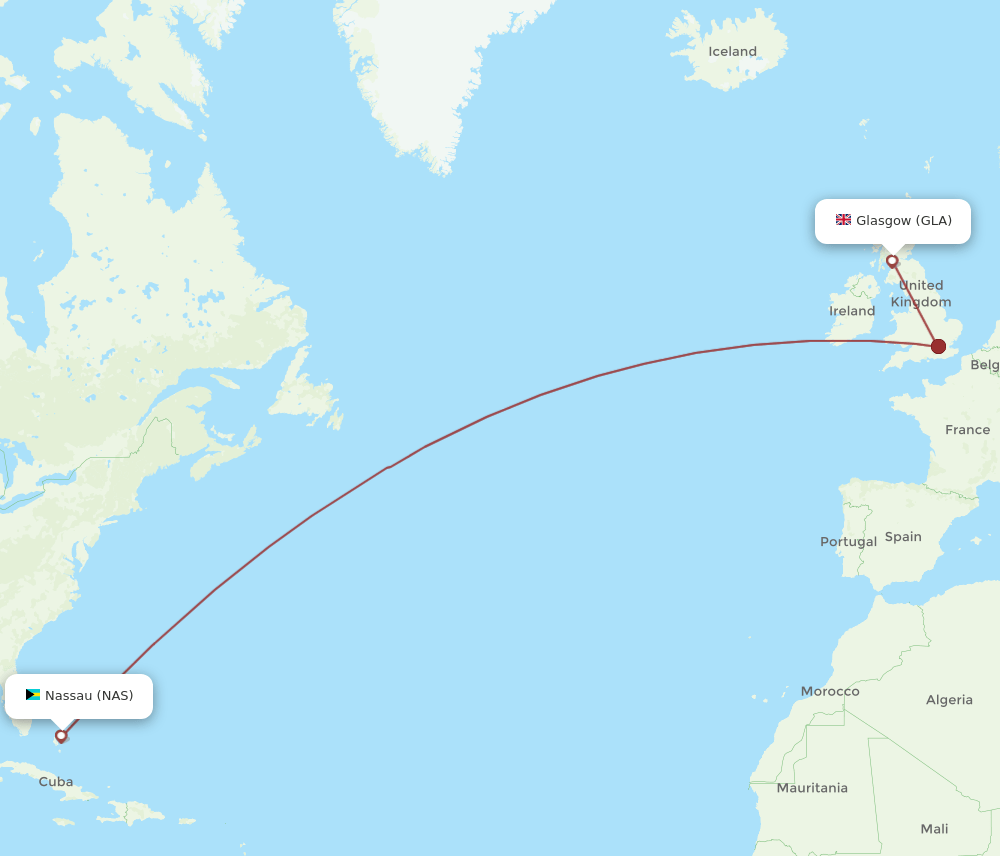 NAS-GLA flight routes