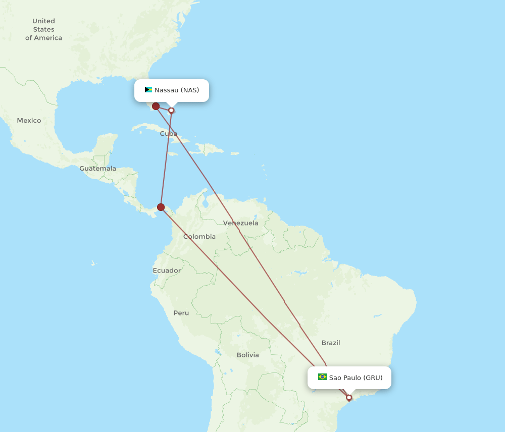 NAS-GRU flight routes