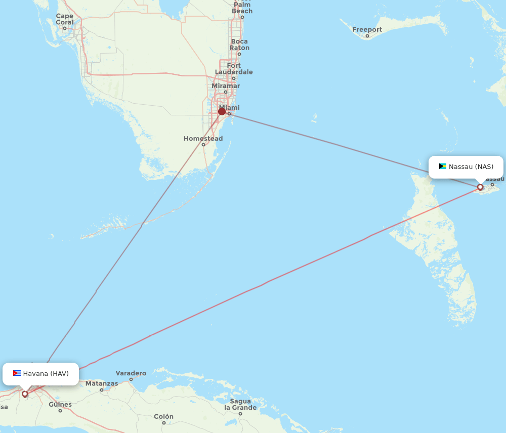 NAS to HAV flights and routes map