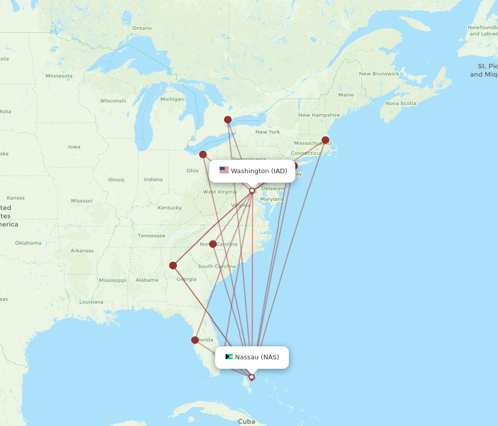 NAS-IAD flight routes