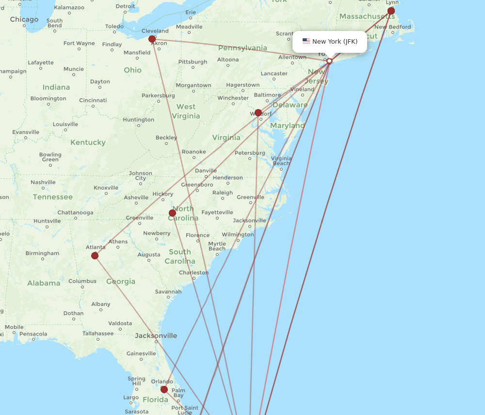 NAS-JFK flight routes