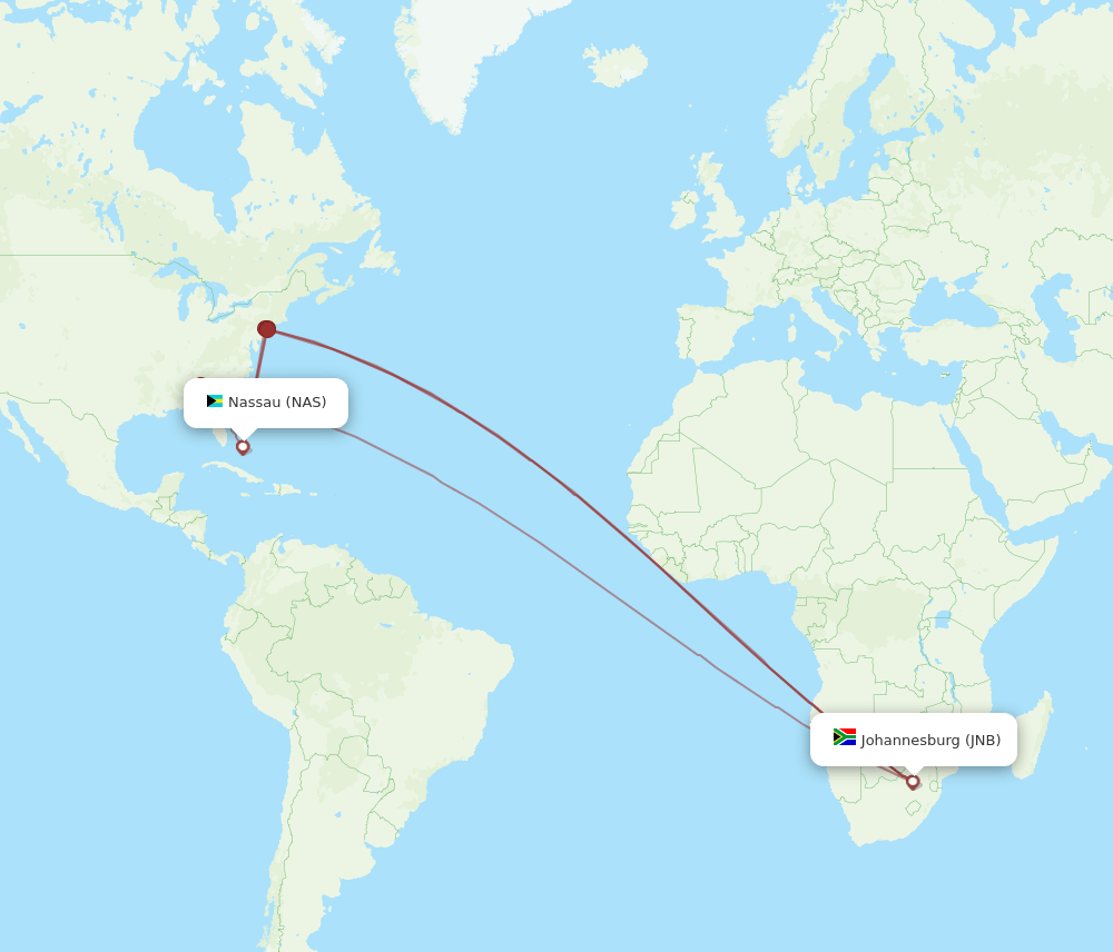 NAS-JNB flight routes