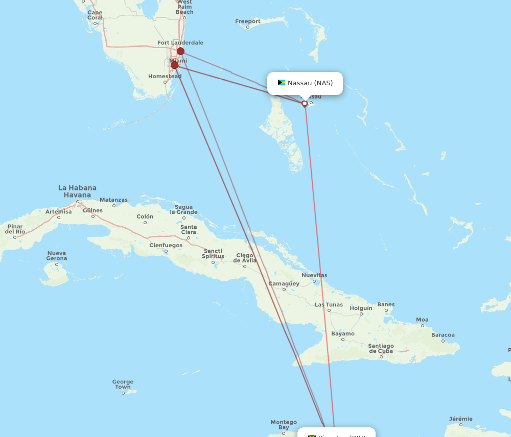 NAS to KIN flights and routes map