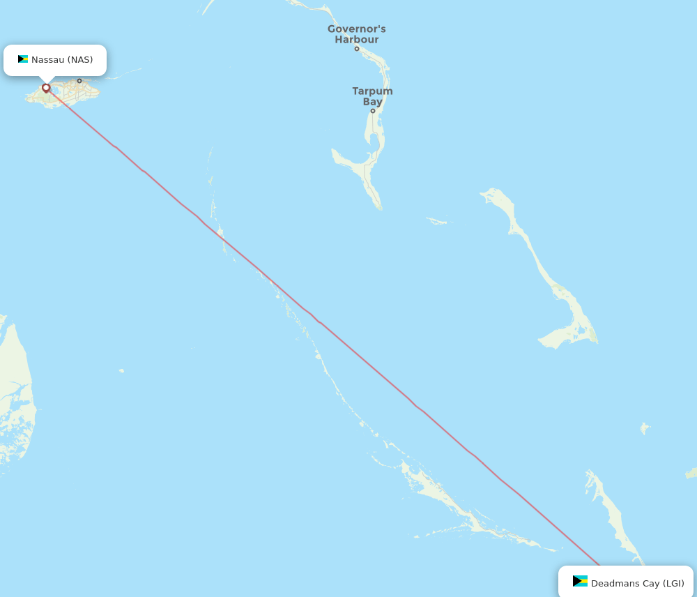 NAS to LGI flights and routes map