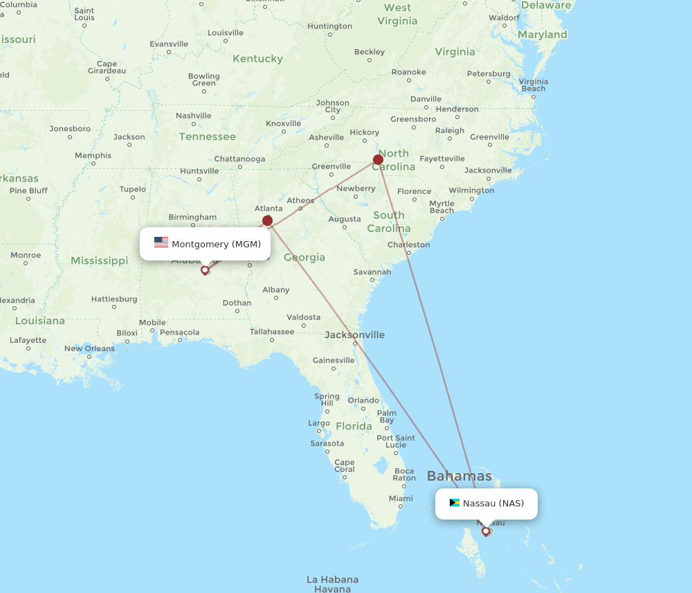 NAS-MGM flight routes