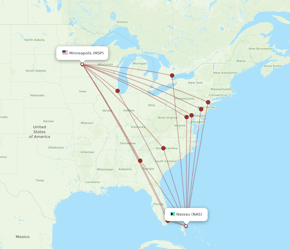 NAS-MSP flight routes