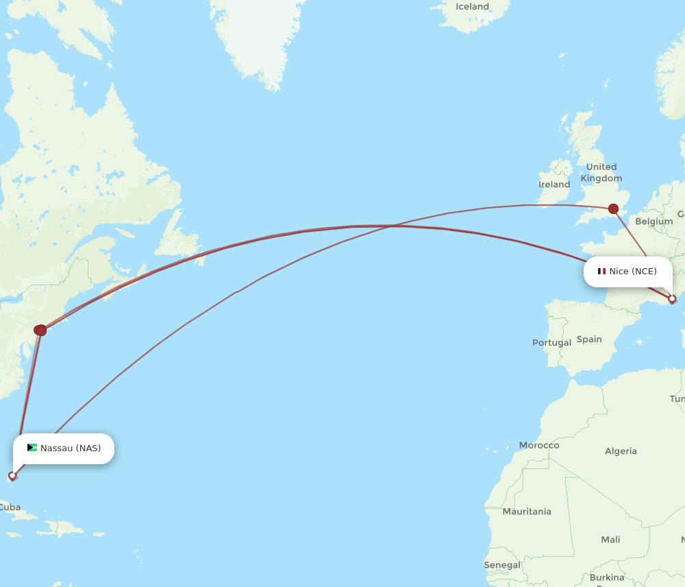 NAS-NCE flight routes