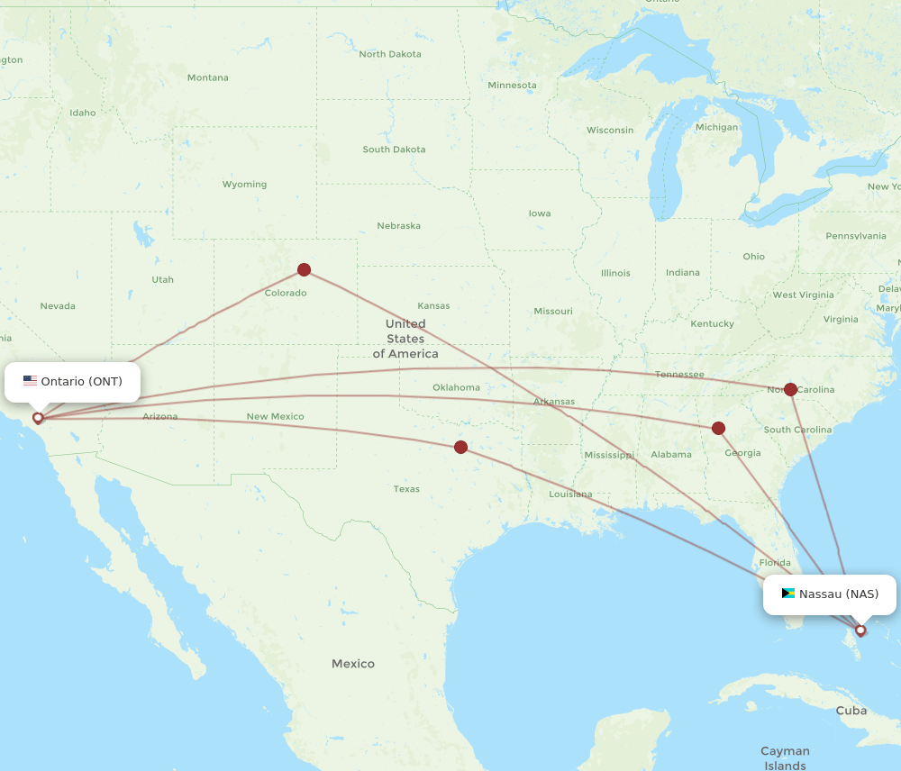 NAS to ONT flights and routes map