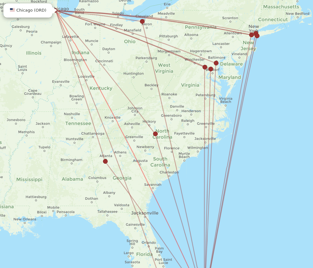NAS-ORD flight routes