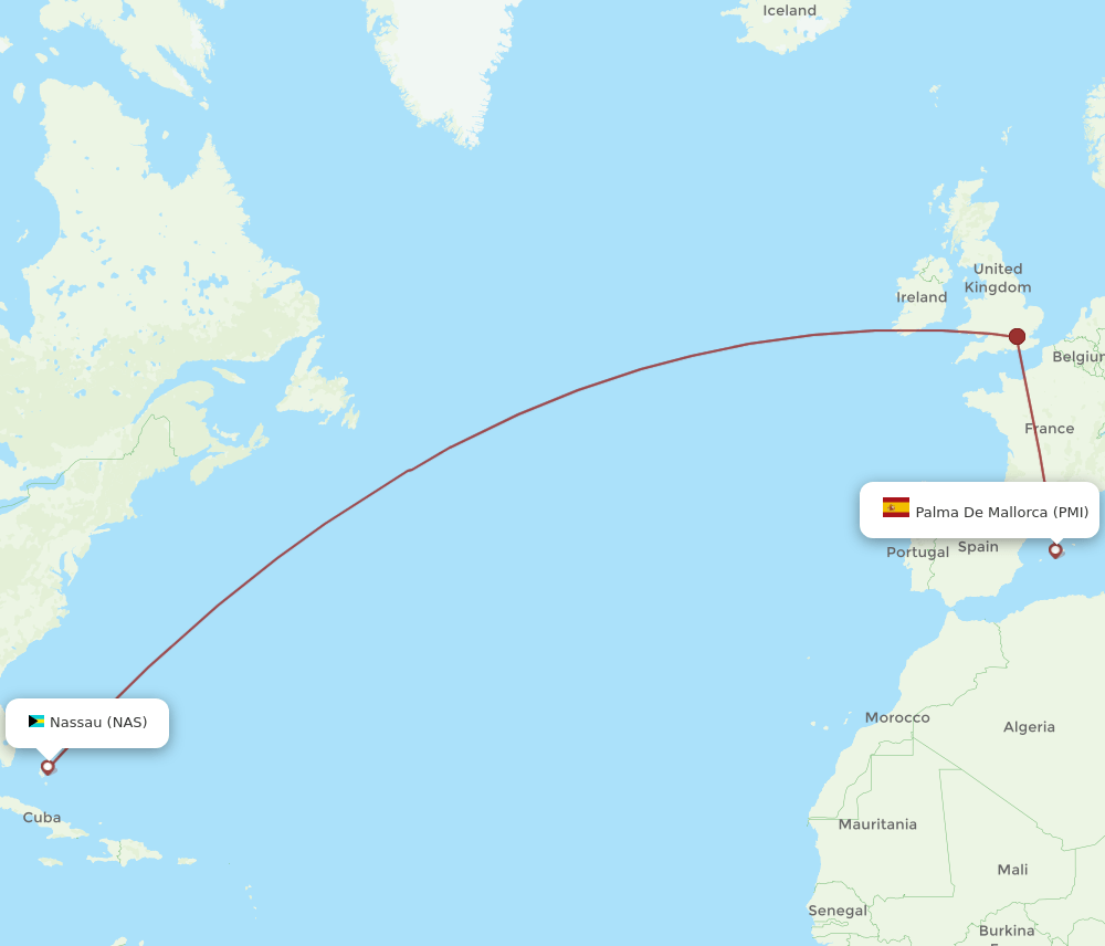 NAS-PMI flight routes