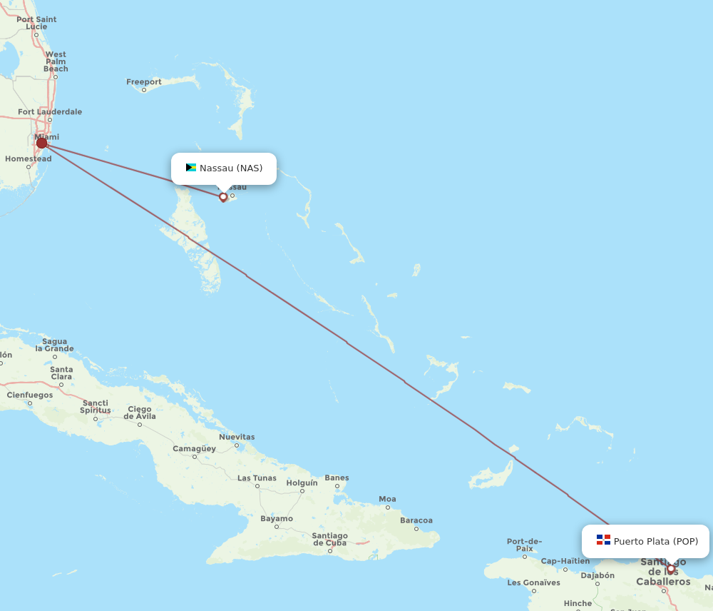 NAS to POP flights and routes map