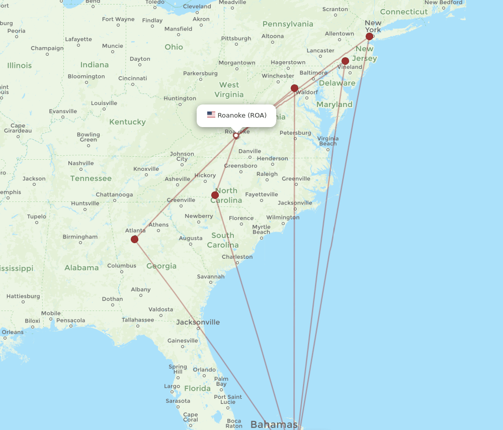 NAS-ROA flight routes