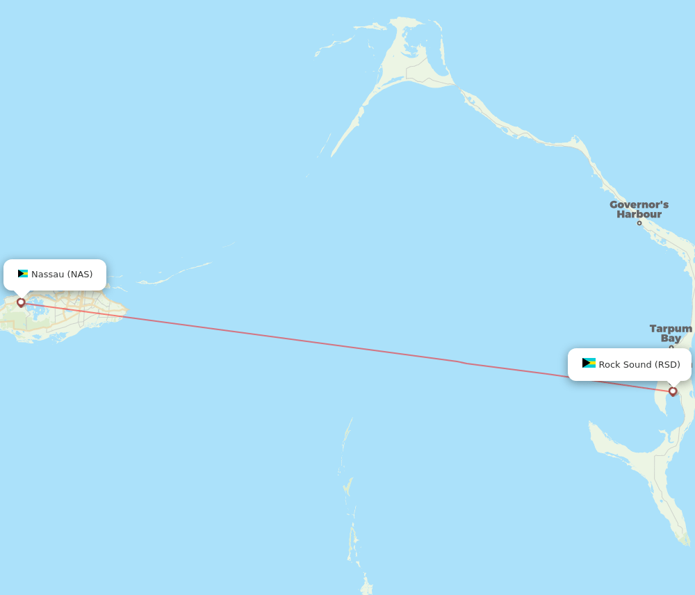 Nassau - Rock Sound route map and flight paths