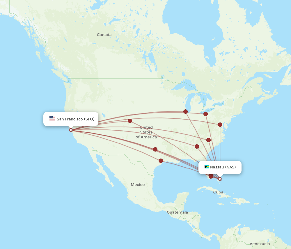 NAS-SFO flight routes