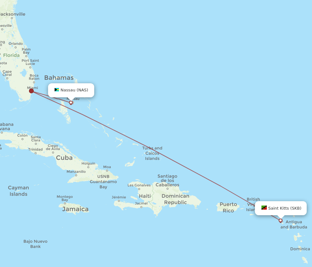 NAS to SKB flights and routes map