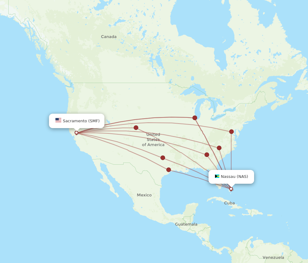NAS to SMF flights and routes map