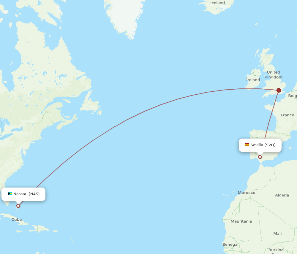 NAS-SVQ flight routes