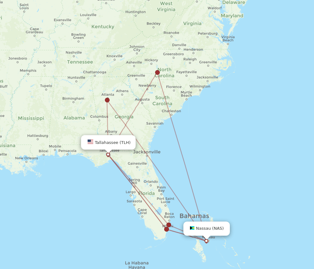 NAS-TLH flight routes