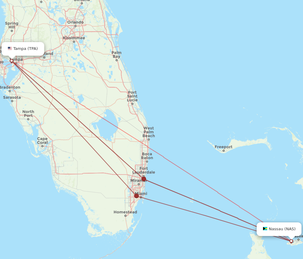 NAS to TPA flights and routes map