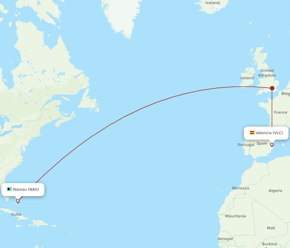 NAS-VLC flight routes