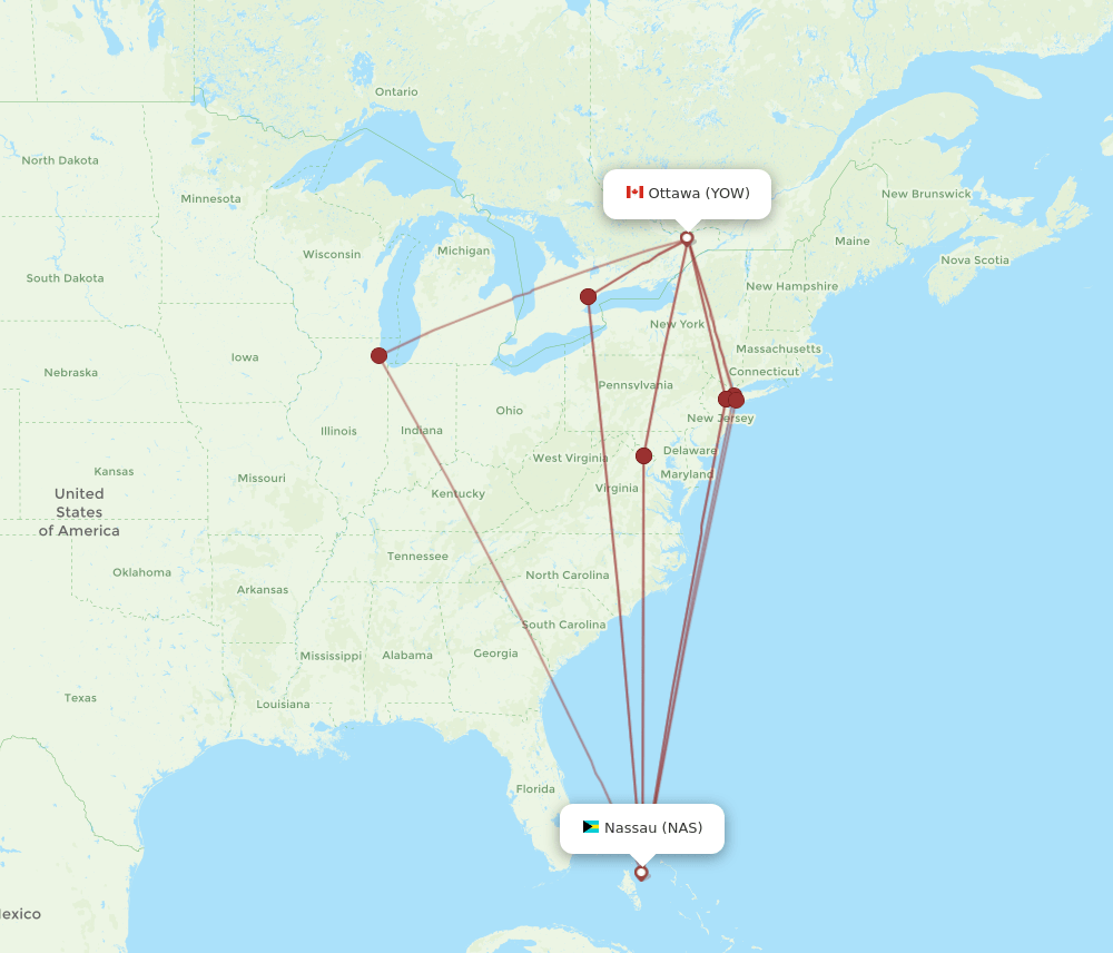 NAS-YOW flight routes