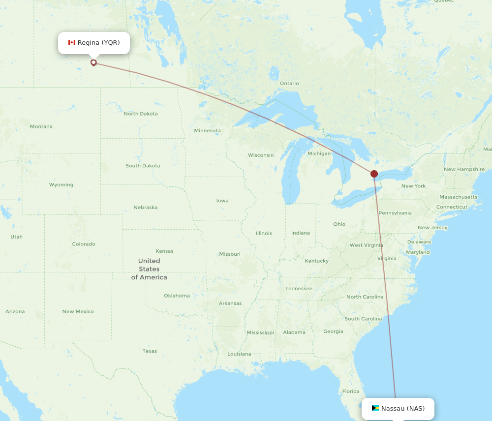 NAS to YQR flights and routes map