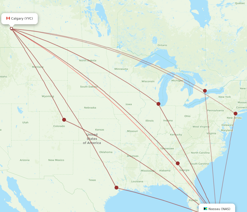 NAS-YYC flight routes