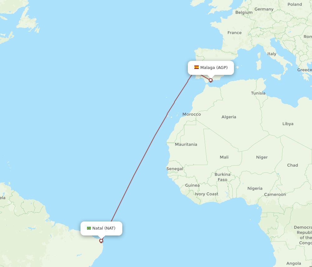 NAT-AGP flight routes